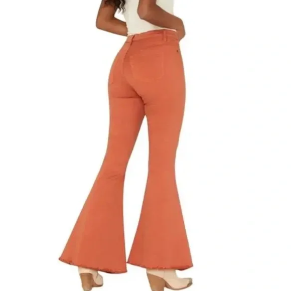 Sneak Peek Rust Burnt Orange Colored Bell Bottom Flare Jeans Size 3 / 26 - Picture 6 of 6